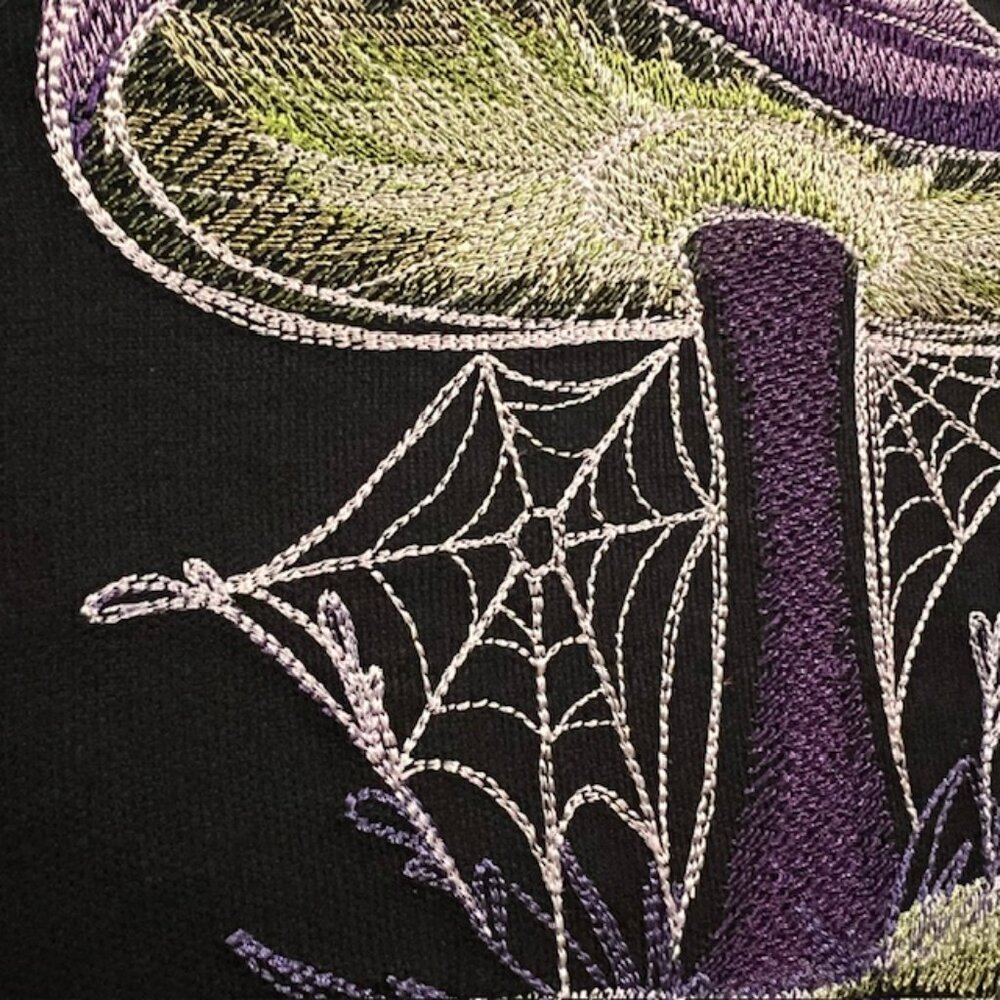 Homemade Purple & Green Mushroom Embroidery Art - Picture 6 of 7